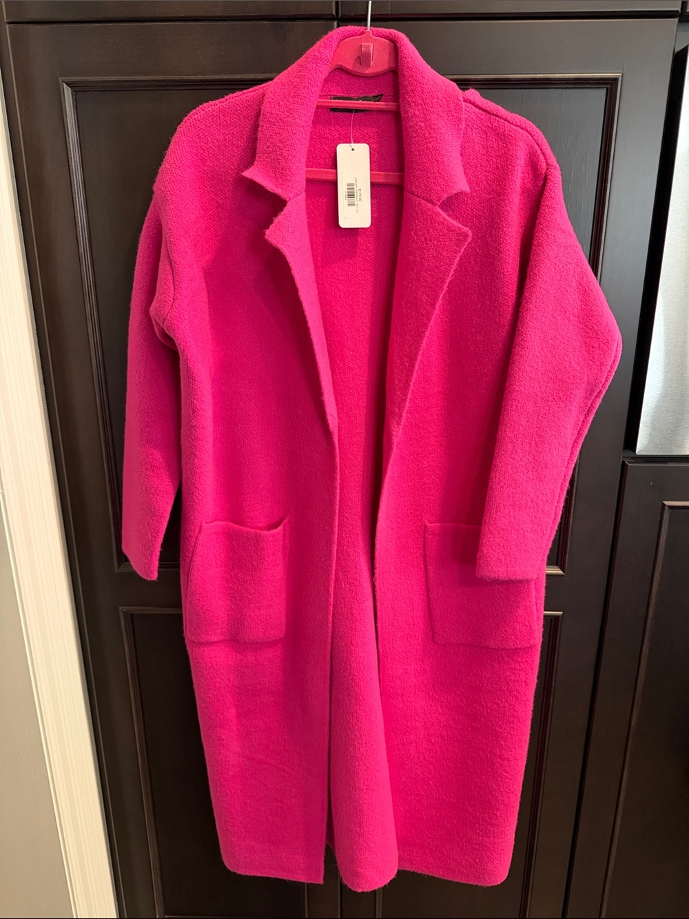 Women's Pink Long Open Cardigan Coat